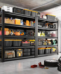 Heavy Duty 5 Tier Garage Shelving Rack With Adjustable Metal Shelves, Steel Storage Organizer For Tools And Parts, 3000 Lb Capacity, No Sag, Easy Assembly, Durable Garage Shelves in black garage storage with bins and tools
