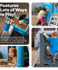 Children playing on Vintage Style Outdoor Kids Playset With Climber And Slide For Backyard Adventures Featuring A Climbing Wall