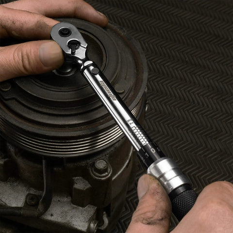 Gear Up Bike Torque Wrench Set 1/4 Inch Drive With Hex And Torx Bits 2-20 Nm Click Wrench in use on machinery