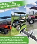 Deluxe Golf Cart Trailer Hitch Kit With 2 Inch Receiver For Square Tube Backseat Footrest Heavy Duty Mount visible on golf carts