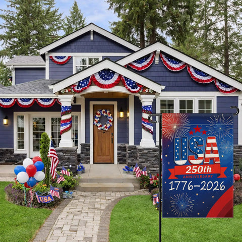 250 Anniversary USA Garden Flag Double Sided Waterproof 12x18 Inch Patriotic Yard Sign Commemorating 1776 2026 With HD Printing in front yard