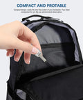 Hand holding Six Pack M5 Threaded Telescope Finderscope And Guidescope Ring Screws with backpack, showing compact size.