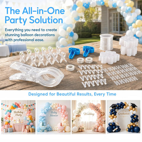 Obear 109 Pc Invisible Clear Matte Balloon Arch Kit With Heavy Duty Clamps For Wedding Birthday Decor Backdrop Party Supplies Not Included, clear clamps and clips