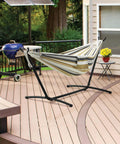 Double Hammock With Stand For Two People, Portable Indoor Outdoor Hammock Set, 450 Lb Capacity, Includes Storage Bag And Carrying Bag, Desert Stripe