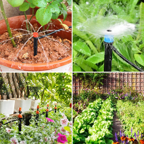 Drip Irrigation Kit For Garden And Lawn 213 Ft Easy Setup With 50 Ft Main Line And 163 Ft Branch Tubing Adjustable Drip Or Mist Nozzles