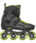Lightning Men's Urban Inline Skates For City Cruising And Commuting And Fitness, Black Lime, with aluminum frame and memory buckle