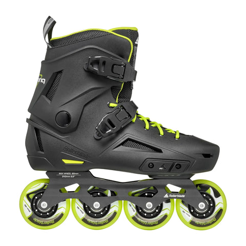 Lightning Men's Urban Inline Skates For City Cruising And Commuting And Fitness, Black Lime, with aluminum frame and memory buckle