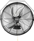 Front view of 18 Inch Metal Wall Mounted Fan With 4200 CFM High Velocity Power, 3 Speed Workhorse Industrial Fan, ideal for commercial use.