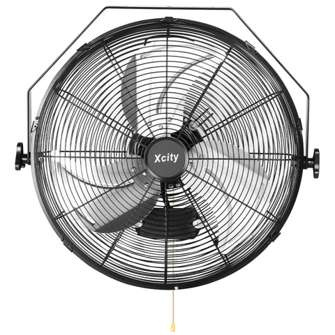Front view of 18 Inch Metal Wall Mounted Fan With 4200 CFM High Velocity Power, 3 Speed Workhorse Industrial Fan, ideal for commercial use.