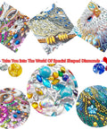 Beginner Friendly 5D Partial Diamond Painting Kit Owl Design With Special Shaped Crystals, vibrant details and crystals shown.