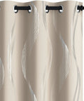 Silver Wave Print Blackout Curtains That Keep It Dark And Quiet With Thermal Insulation And Noise Reduction For Bedroom And Living Room, OEKO-TEX Certified, Light Beige, 52W X 84L, 2 Panels.