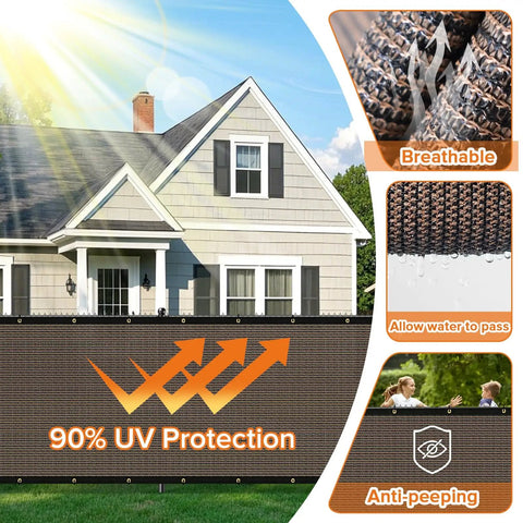 Heavy Duty 5Ft By 50Ft Fence Privacy Screen With 170 GSM HDPE Mesh Windscreen And Dustproof Fabric installed on house