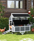 Mobile 43 Inch Chicken Coop With Wheels For Easy Relocation, Nesting Box, Perches, Windows, And Pull Out Tray in garden