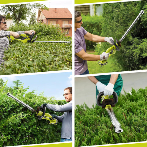 Cordless Hedge Trimmer With 22 Inch Blade 20V Battery Powered Lightweight Handheld Shrub And Bush Trimmer With Battery And Charger Five Eighths Inch Cutting Capacity For Garden And Yard in various garden settings