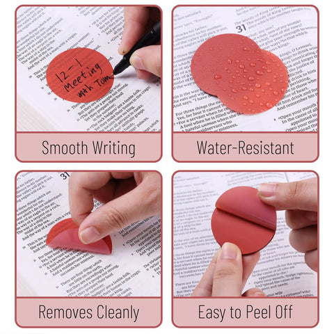 Round Transparent Sticky Notes You Can Totally Use 1.8 Inch 4 Pads With 200 Sheets And Quick Dry Fine Tip Pen on Book Pages