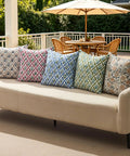 Floral Outdoor Pillow Covers 18 By 18 Rose Pink Waterproof Cushion Case For Patio Deck Garden Weatherproof And Fade Resistant Easy Slip Over Insert Cozy All Season Decor on beige sofa