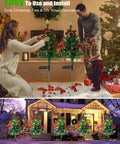 Family decorating Solar Garden Lights 3-Pack Decorative Flower and Christmas Tree Stakes Waterproof Outdoor Yard Decor