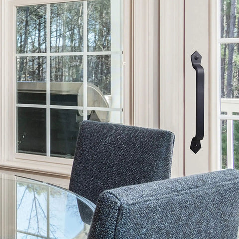 Rustic Barn Door Handle 11 Inch Cast Iron Sliding Gate Pull Black Heavy Duty Fence Door Hardware on interior cabinet
