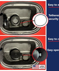 Tethered Capless Gas Cap Dirt Water Dust Cover With Fuel Funnel Bundle For Chevy GMC Buick Cadillac 2.375 Inch Inner Diameter Black
