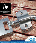 Heavy Duty Corner Stake Latches Zinc Plated Steel Trailer Hardware close-up showing water-resistant material and locking mechanism.