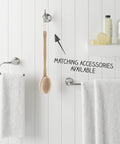 8 Inch Widespread Bathroom Sink Faucet With 3 Hole Configuration Dual Handles Polished Chrome Vanity Faucet Featuring Push And Seal Drain And Pfast Connect Technology showcased with matching towel bar and hook accessories on white panel wall