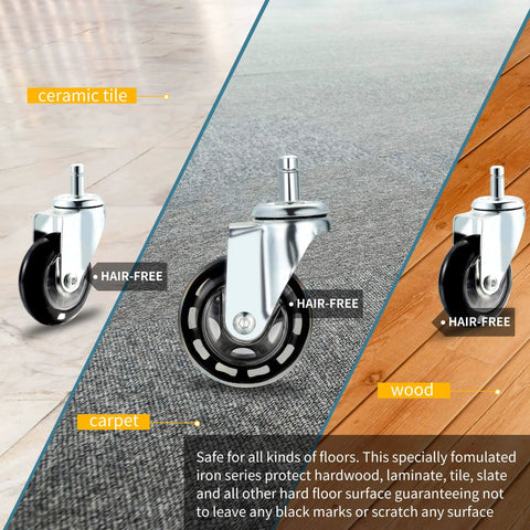 Badass No Sweat Hair Free Caster Wheels For Salon Cart Beauty Table Trays Set Of Four Smooth Rollers That Never Tangle Safe For Vinyl Wood Tiles Pro Beauty Gear