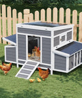 56 Inch Large Chicken Coop With Two Nesting Boxes, Weatherproof Wooden Hen House For Backyard Or Farm, Pull Out Tray, Waterproof Roof