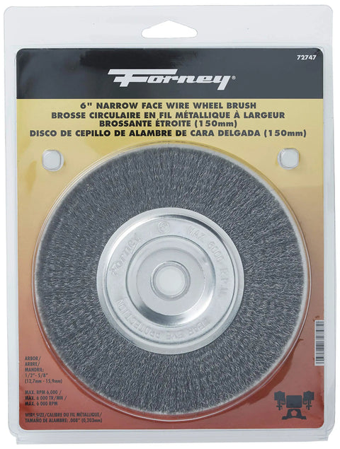 Fine Crimped Wire Bench Wheel Brush, 6-Inch Diameter,.008-Inch Wire, Dual Arbor 1/2-Inch And 5/8-Inch, packaged display