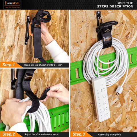 E Track Cord Organizer Straps 4 Pack Heavy Duty Storage For Cables Hoses And Extensions On E Track 17 Inch Hook And Loop Fasteners