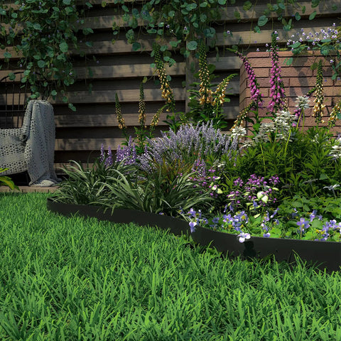 4 Inch Tall Landscape Edging Kit, 100 Ft Flexible Lawn Border With 99 Anchoring Spikes, crisp garden edge along flower bed