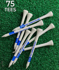 Image of PTS Wood Golf Tees 75 Count Three And A Quarter Inch Long Tees Made From Natural Hardwood For Extra Durability on grass