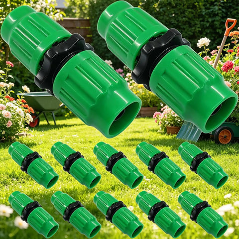 12 Pack Expandable Garden Hose Repair Kit With Dual Channel Leak Proof Connectors And Heat Resistant Green Coating For 25 50 75 100 Ft Fixing Burst Tubes Quick And Easy Garden Essentials, green plastic connectors