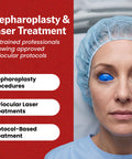 Blepharoplasty & Laser Treatment for trained professionals; patient with blue eye shields during procedure.