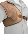 Adjustable Rifle And Shotgun Shoulder Shield With Leather Recoil Pad For Hunting And Archery, Right Shoulder Brown Suede