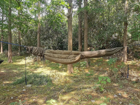 12ft Nylon Hammock Sleeve Snakeskin Cover Ultimate Outdoor Hammock Protection Bag Keeps Your Hammock Dry Clean And Ready For Adventure On The Go Storage Case For Travel in forest setting