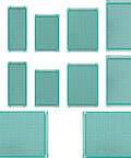 Double Sided Tinned PCB Board Kit For DIY Electronics Prototyping 12 Piece Set With Six Sizes Tin Plated Pads displayed