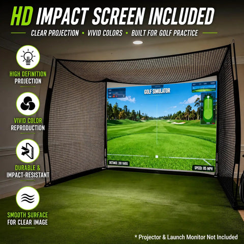 11 X 8 Ft Golf Net With HD Impact Screen And Target Cloth Five Ply Impact Resistant Netting Indoor Outdoor Backyard Golf Cage Display