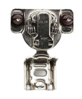 Beefy One And One Quarter Inch Overlay Soft Close Cabinet Hinge With 105 Degree Opening Angle, 2 Cam Press In, face frame, close-up view.