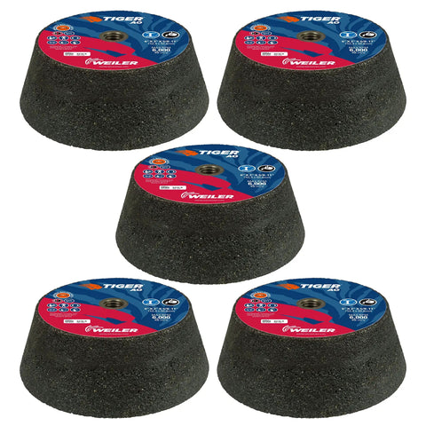 Pack of 5 Tough-As-Nails Type 11 Flaring Cup Wheel With Aluminum Oxide And Silicon Carbide for foundry cleaning and burn-in sand