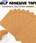 Ten Piece Natural Cork Self Adhesive Sheets Eight Point Three By Eleven Point Seven Inches One Millimeter Thick in a stacked arrangement.