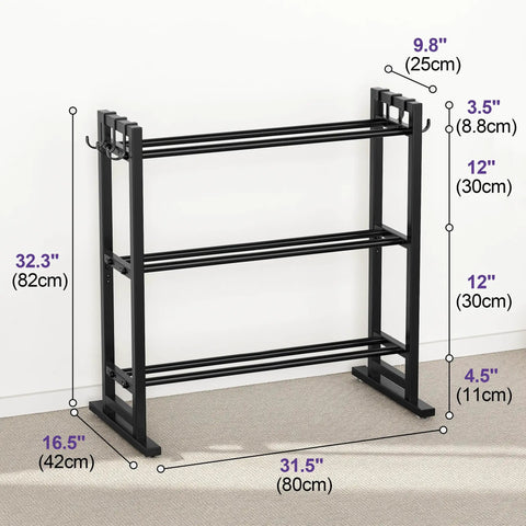 3 Tier Adjustable Dumbbell Rack With Wide Base 450 Lb Capacity Reinforced Steel Weight Shelf For Home Gym Setup Supports Kettlebells And Accessories Built Tough To Keep Heavy Plates Locked In Tight While You Go Hard On Gains Every Single Day