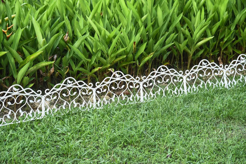Decorative Garden Border Edging Kit In PP Plastic With Faux Wrought Iron Leaf And Bird Design 8 Panels lining garden