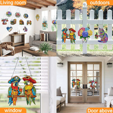 Dope Diamond Painting Kit Hanging Pendant Vase Sun Catcher For Front Door Sign Special Shaped Rhinestone Flower Summer