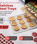 Premium Food Dehydrator With 10 Extra Large Stainless Steel Trays, 700 Watt Dryer showing fruit slices on trays