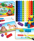 Hands On Math Manipulatives Kit For Kids Ages 3 To 8 With 100 Colorful Counting Cubes In Ten Colors, 30 Double Sided Activity Cards