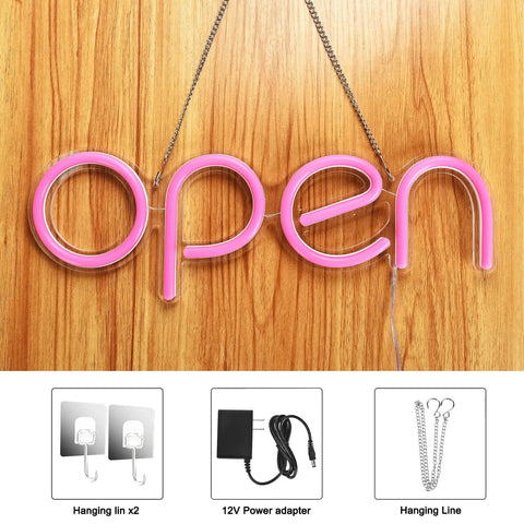 Open Sign For Business Pink 16x6 Inch Attention Grabbing Open Close Display With Low Voltage Bright Lights On Off Switch