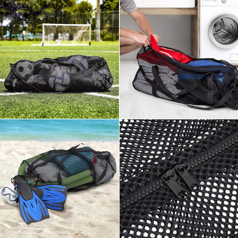 Large Capacity Mesh Duffel Gear Bag For Scuba Diving Snorkeling Equipment And Football Gear Tear Resistant Travel Tote in various settings