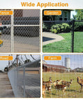 Multiple fenced areas showcasing the 11 Gauge Chain Link Fence Twist Tie Tool Stainless Steel EZ Tool for versatile use.