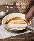 Cleaning a pan from the Nonstick Ceramic Cookware Set With Detachable Handle, 21 Pieces, PFOA Free, PFOS Free, Induction Safe, Charcoal Finish