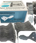 Premium Door Install Kit Max Strength Secures Both Sides To Wall With Patented Bracket System shown with 60 metal brackets and screws